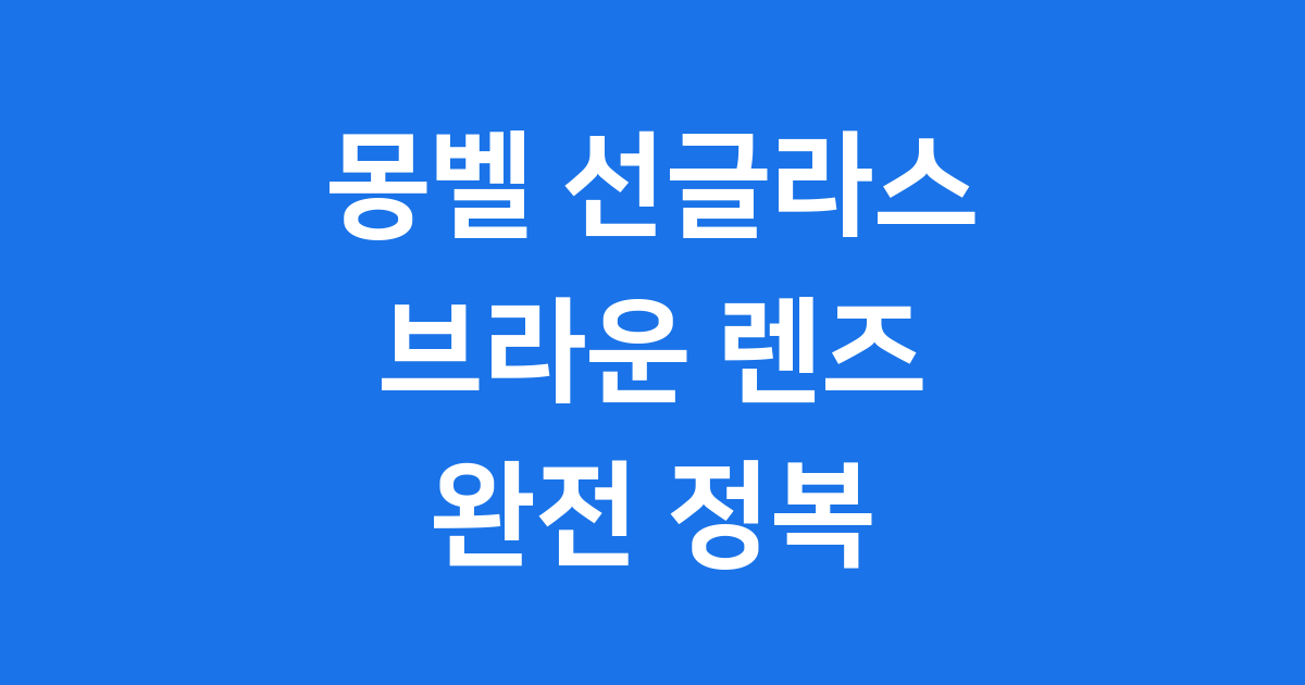 몽벨 선글라스 브라운, 아웃도어 필수템