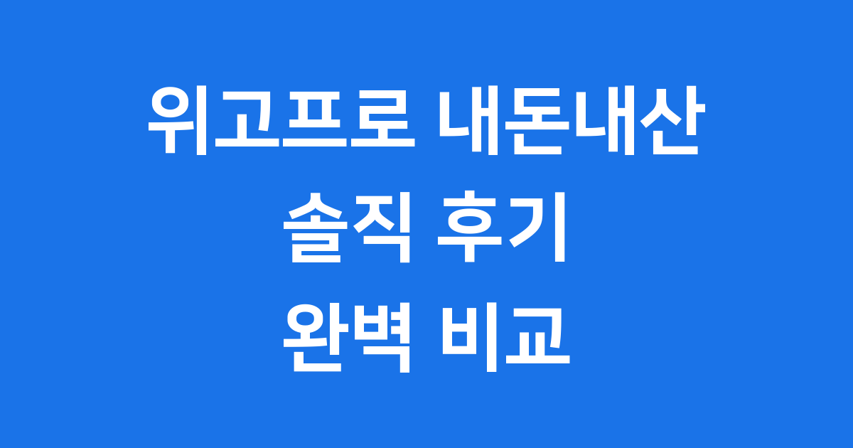 위고프로 내돈내산 솔직 후기 기능 가격 비교