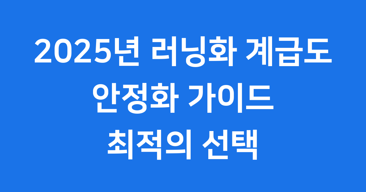 2025년 러닝화 계급도 안정화 러닝화 선택 가이드
