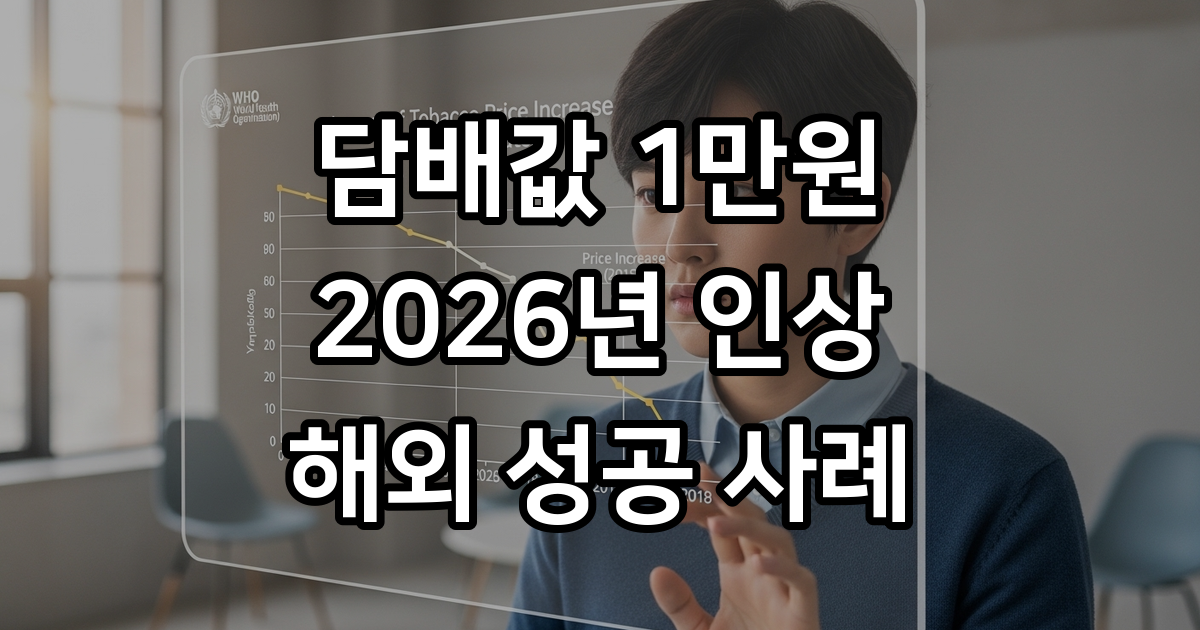 해외 사례로 본 2026년 담배값 1만원 인상 금연 효과는?