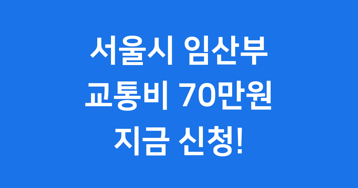 서울시 임산부 교통비 지원: 70만원 혜택 놓치지 마세요!