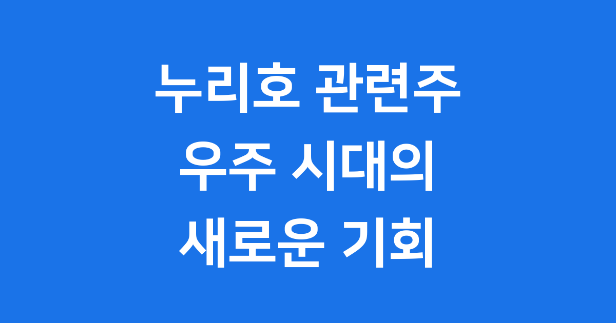 누리호 고도화 사업 참여 차세대 발사체 수혜 관련주