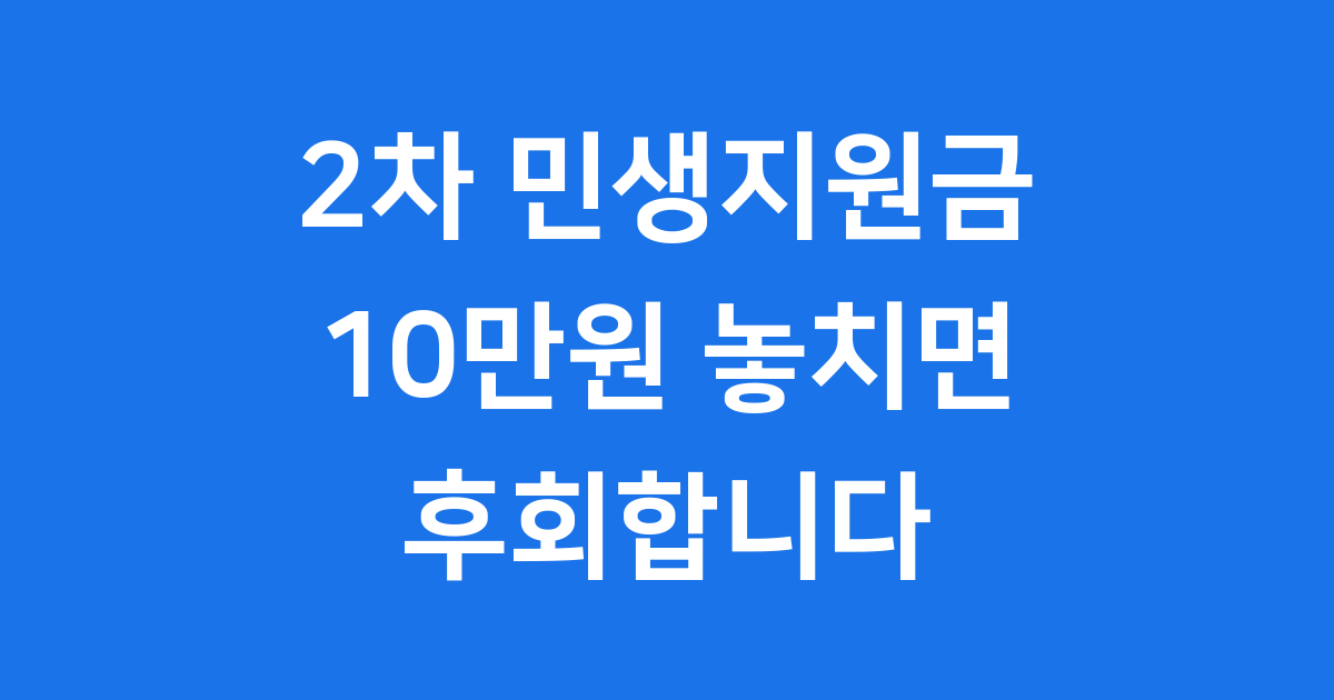2차 민생지원금 신청부터 사용까지 모든 정보