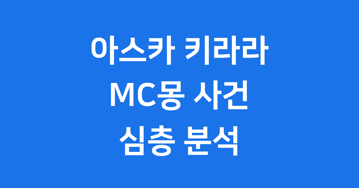 아스카 키라라 MC몽 논란의 진실은?