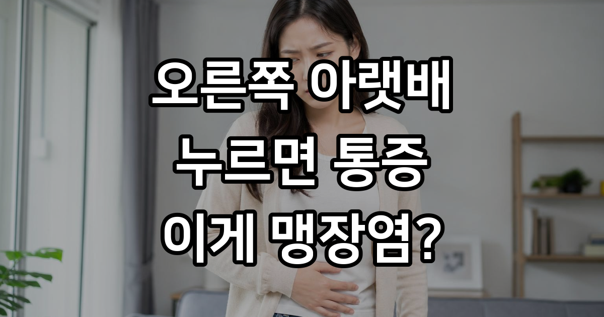 오른쪽 아랫배 통증 원인 맹장염 여성 질환 진단 방법