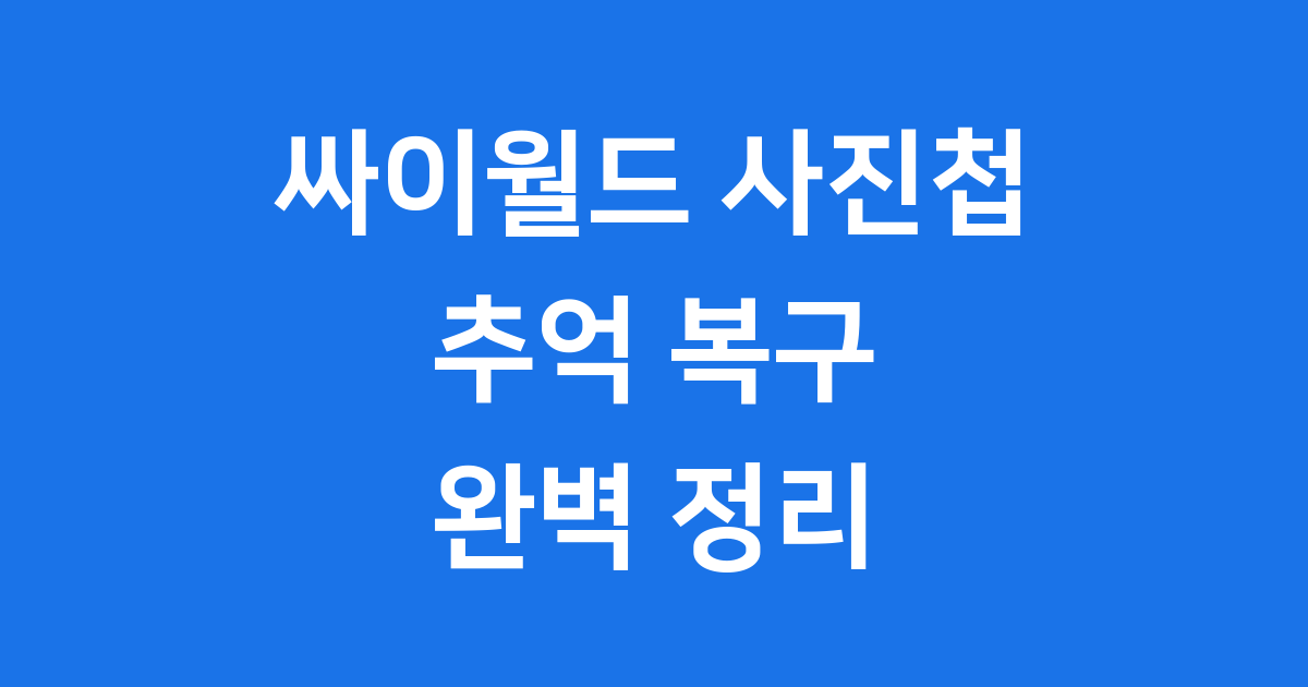 싸이월드 사진첩 추억 복구 방법 기능 완벽 정리