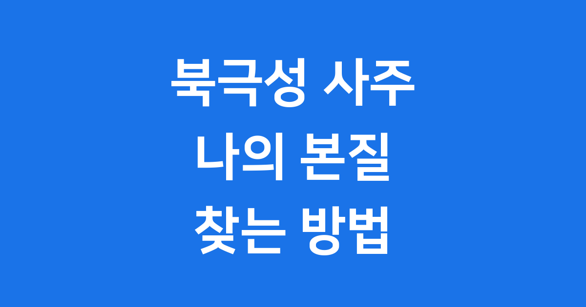 북극성 사주로 알아보는 나의 본질