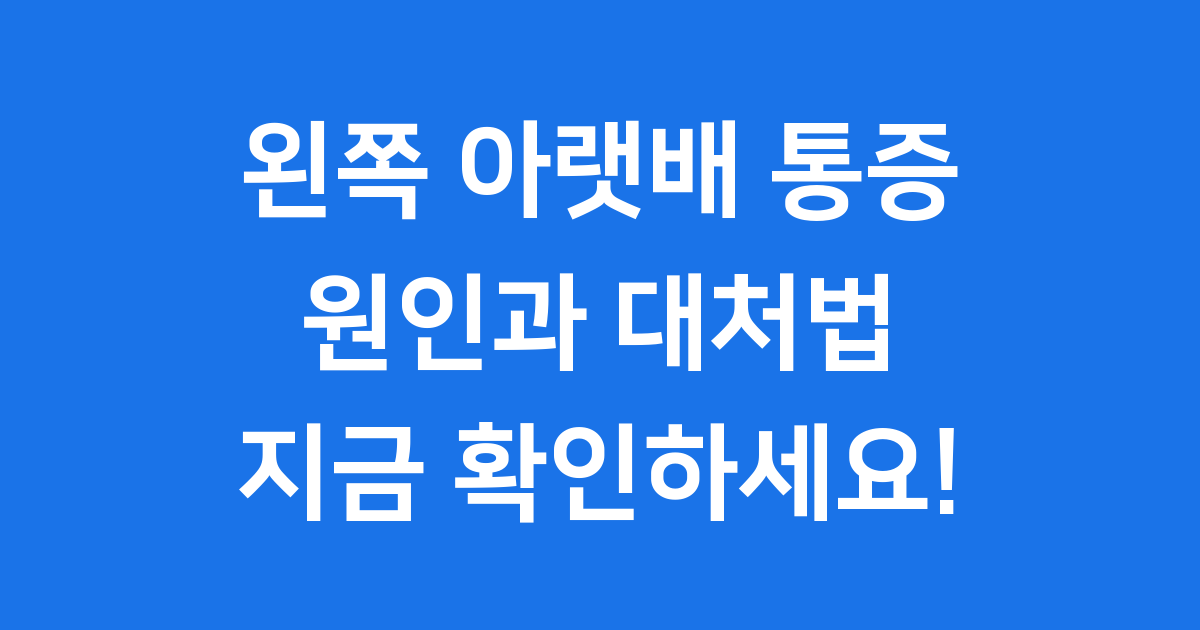 왼쪽 아랫배 누르면 통증 왜 그럴까요