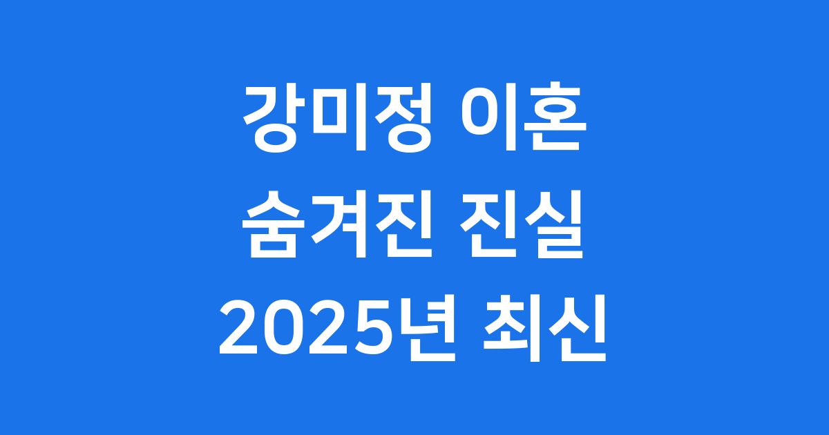 강미정 이혼 소송 배경 쟁점 전망 2025년