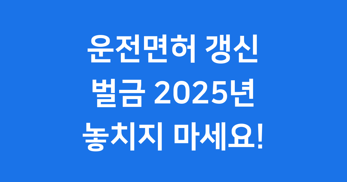 운전면허 갱신 벌금 2025년 이렇게 바뀌어요!