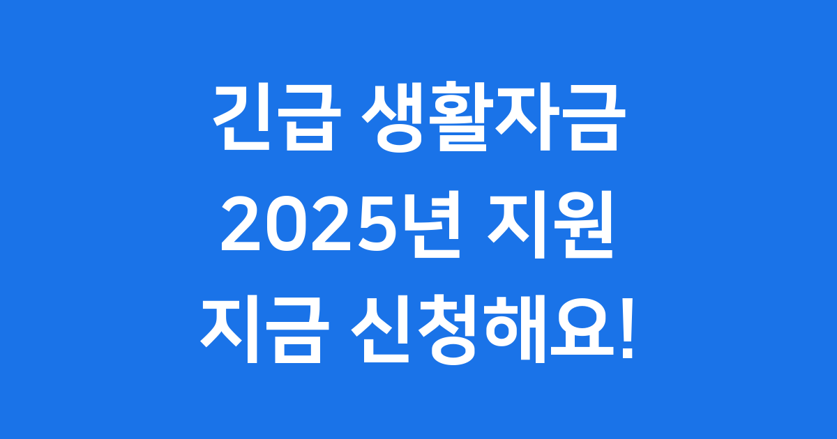 2025 긴급 생활자금 대출 신청 조건과 방법 완벽 정리