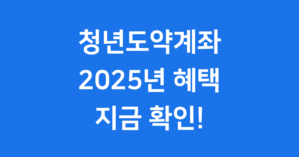 청년도약계좌 2025년 달라진 조건 신청방법