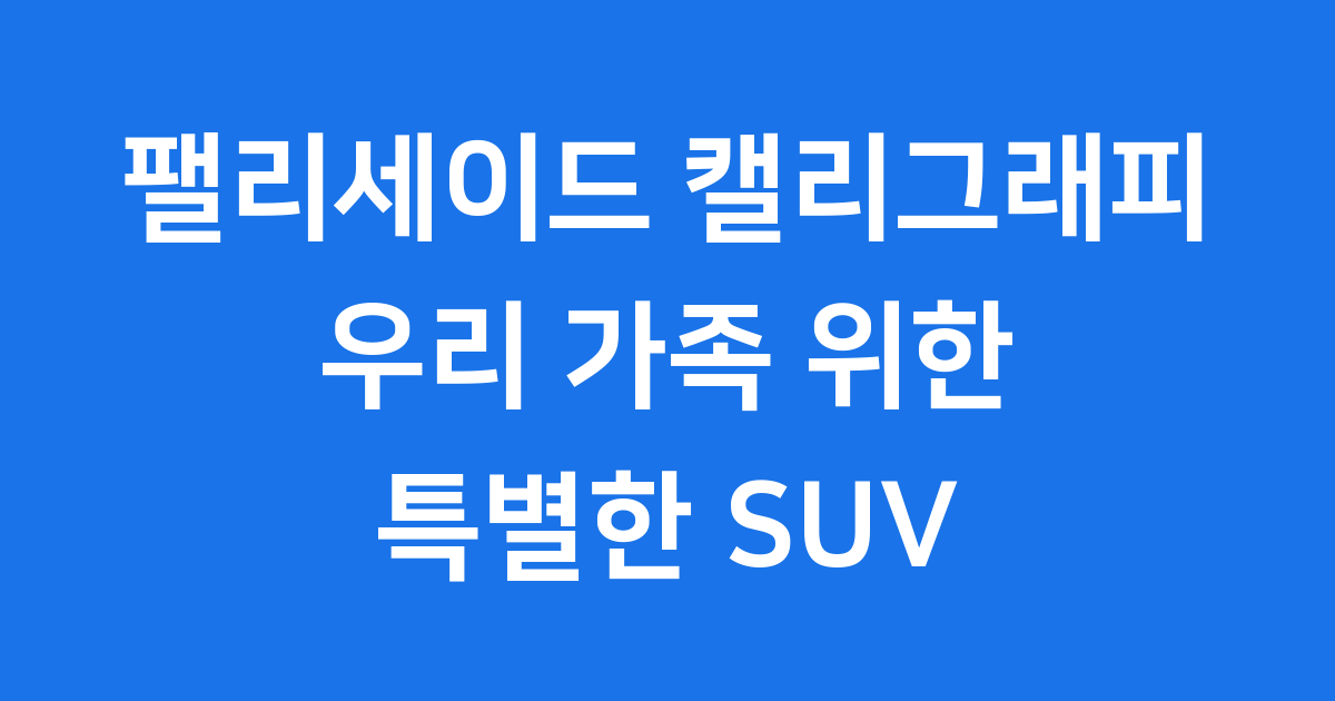 팰리세이드 캘리그래피 우리 가족 특별한 SUV