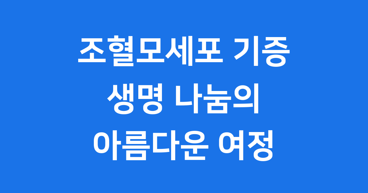 조혈모세포 기증 후기: 생명을 나누는 용기 있는 발걸음