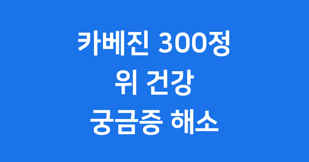 카베진 300정 위장 건강 궁금증 해소