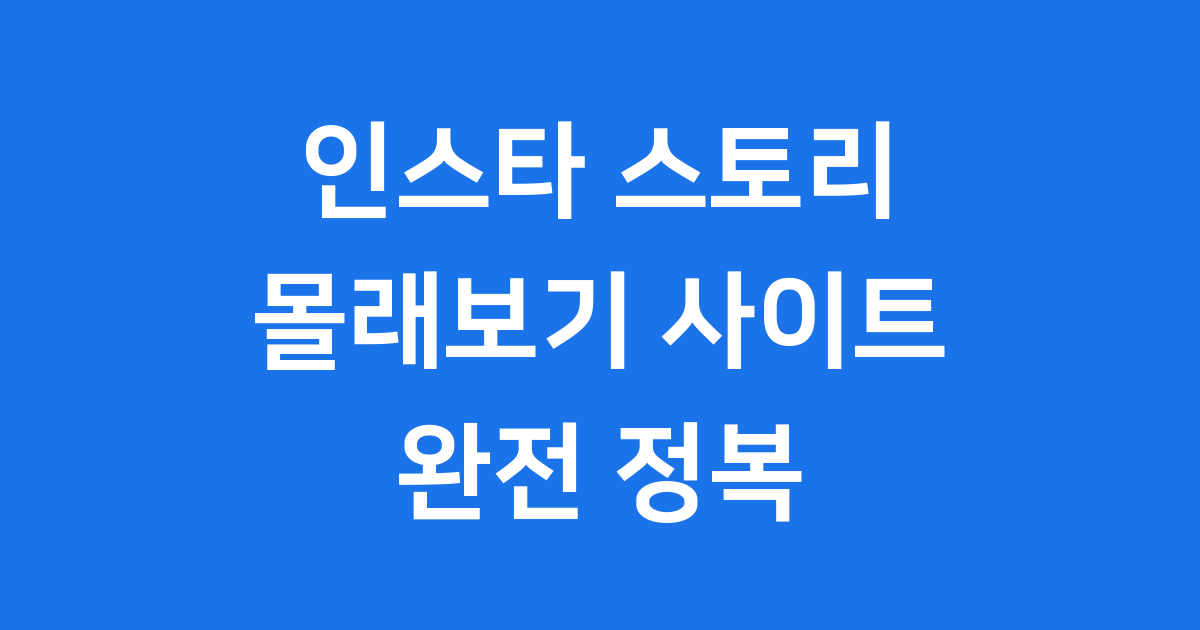 인스타 스토리 몰래보기 사이트 추천 2025