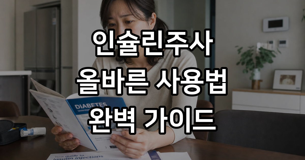 인슐린주사 종류 올바른 사용법 보관 관리
