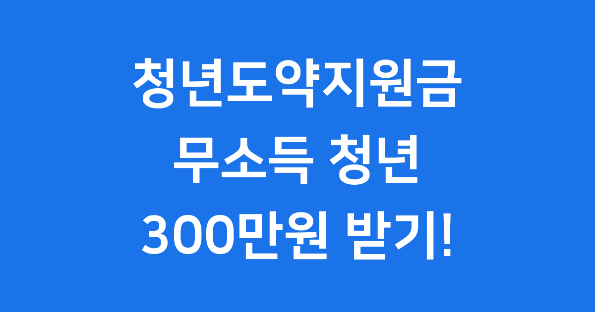 청년도약지원금 무소득, 2025년 서울 청년 300만원 받기!