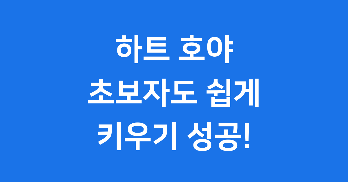 하트 호야 키우기 초보자도 쉽게 성공하는 관리법
