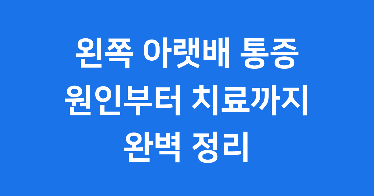 왼쪽 아랫배 통증 원인 진단 치료 방법