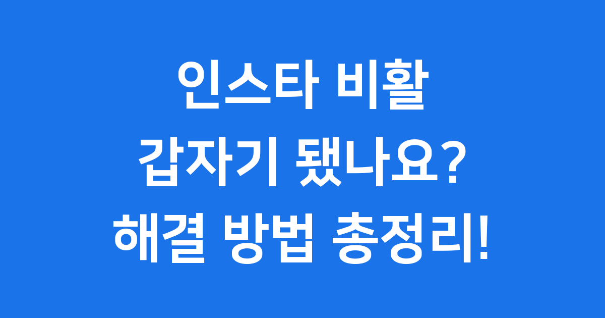 인스타 비활 오류 갑자기 생겼나요 해결 방법 총정리!