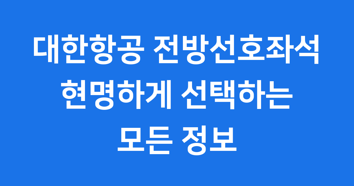 대한항공 전방선호좌석 가격 장점 단점