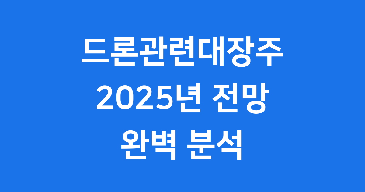 드론관련대장주 완벽 분석