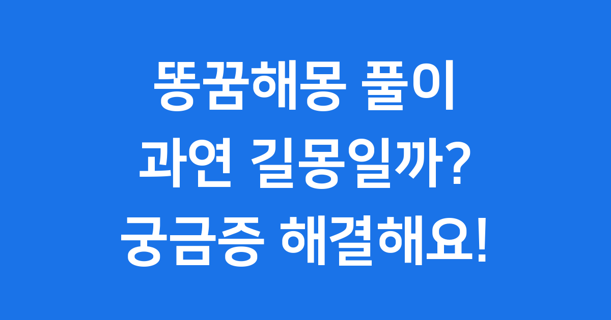 똥꿈해몽 풀이
