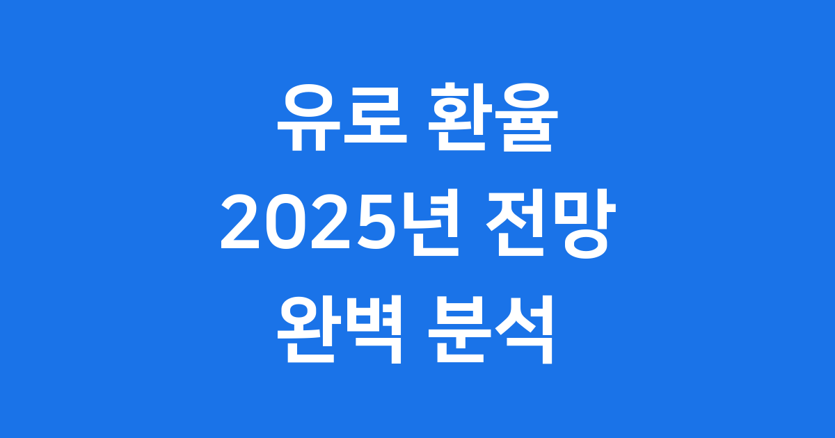 유로 환율 2025년 전망 핵심 분석과 주요 변수