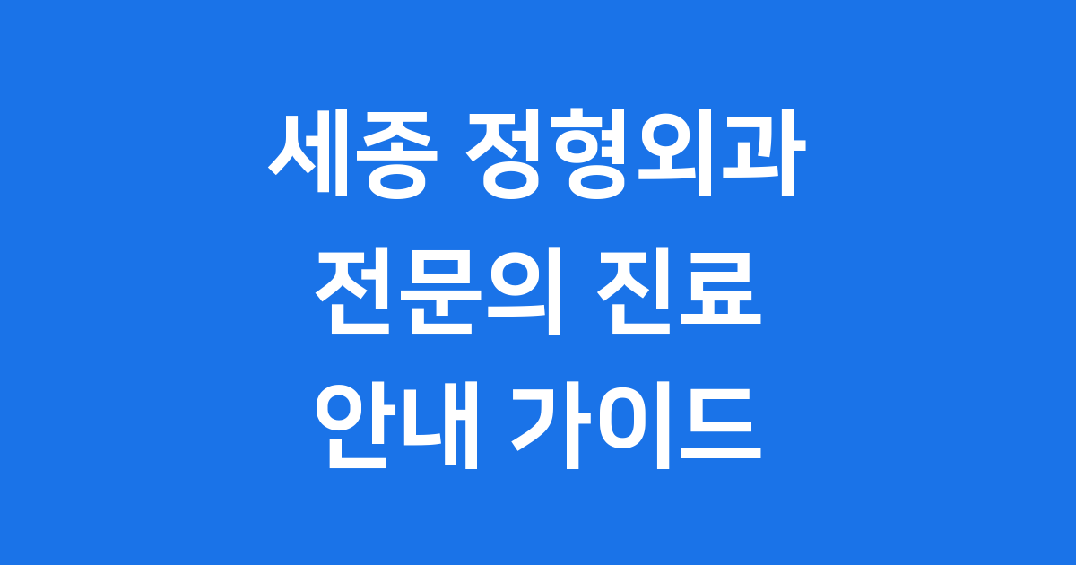 세종 정형외과 전문의 진료 안내