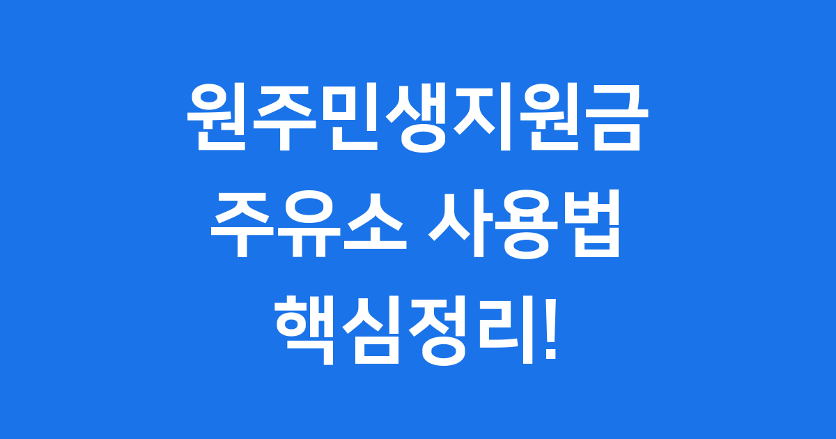 원주민생지원금 2025년 신청방법 주유소 사용조건