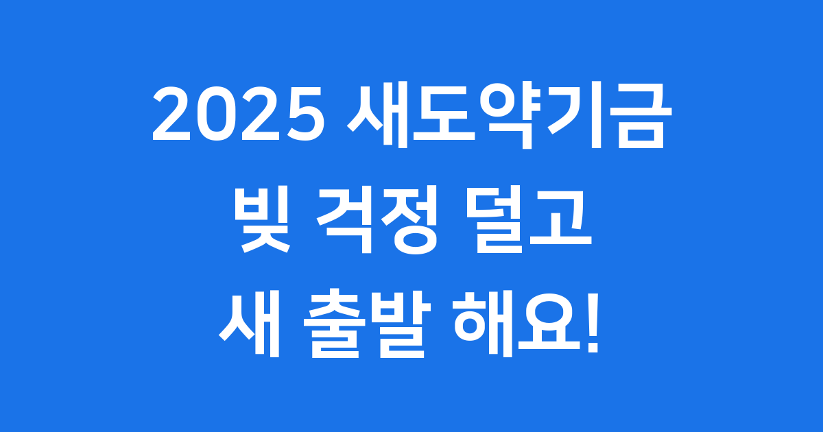 2025 새도약기금 신청 방법 총정리 | 대상자·조건·신용회복 지원 총정리