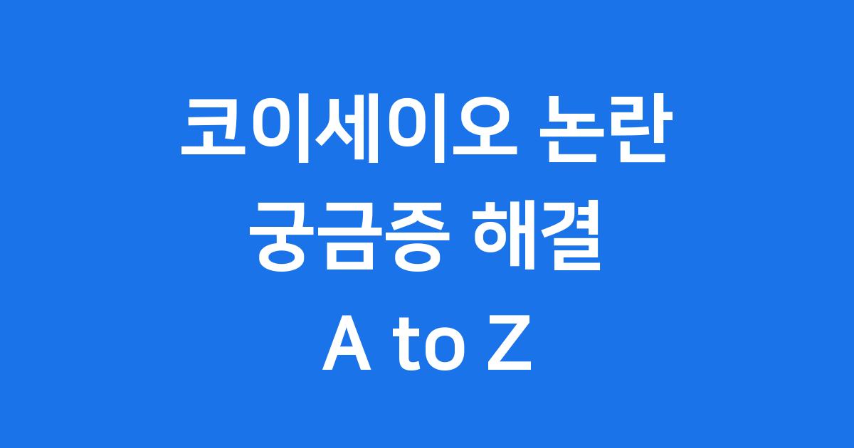 코이세이오 논란 정리 궁금증 해결 A to Z