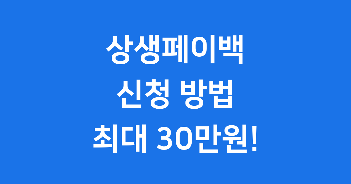 상생페이백 2025 신청방법 자격조건