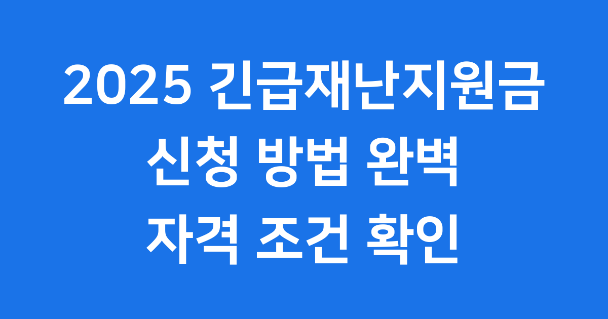 긴급재난지원금 2025년 신청방법 자격조건