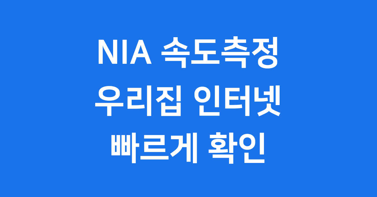 NIA 인터넷 속도측정 정확한 방법 알아보기