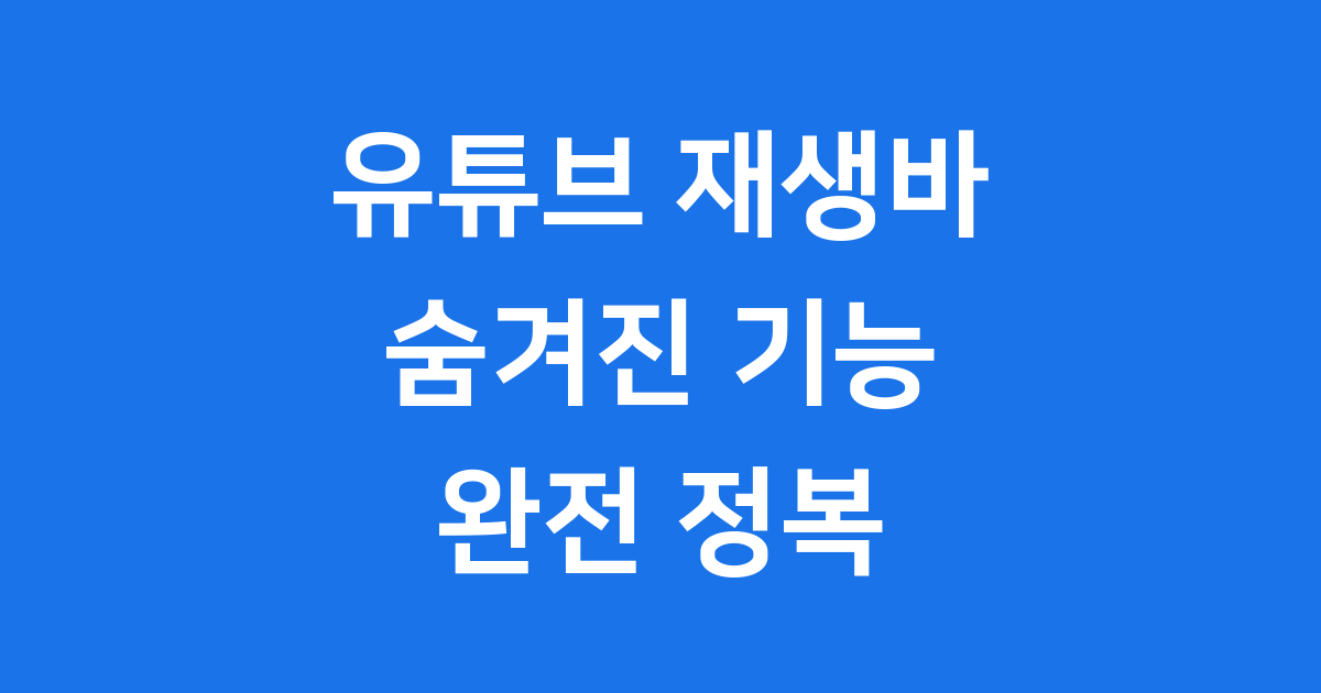 유튜브 재생바 사용법 챕터 설정 숨기기