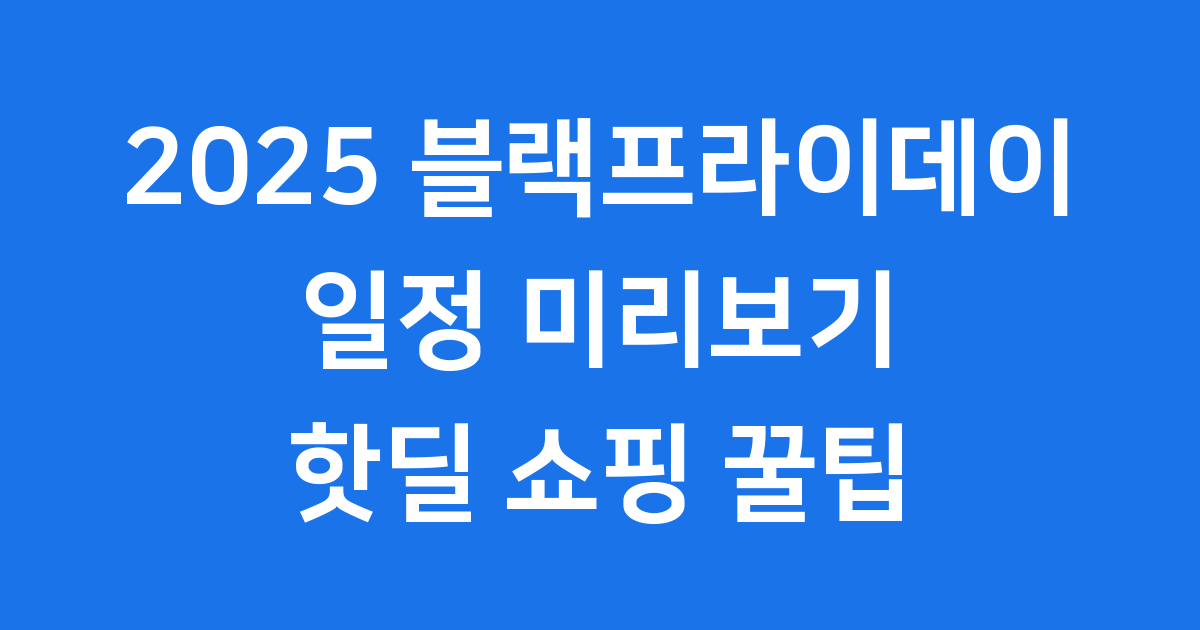 2025 한국 블랙프라이데이 일정표 보기
