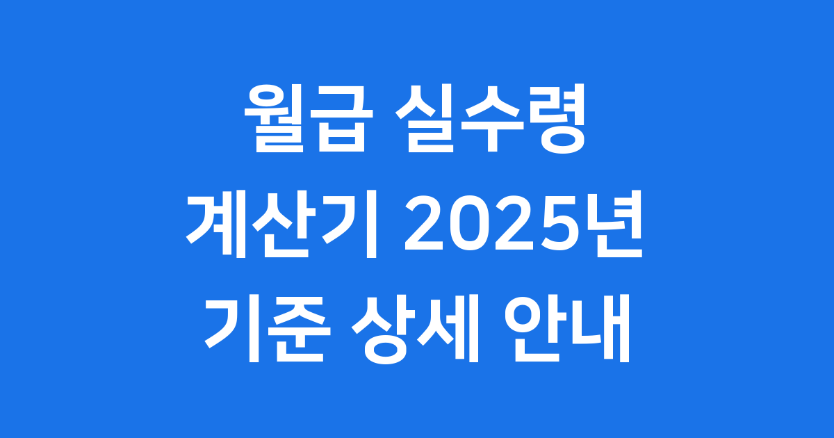 월급 실수령 계산기 2025년 기준 상세 안내
