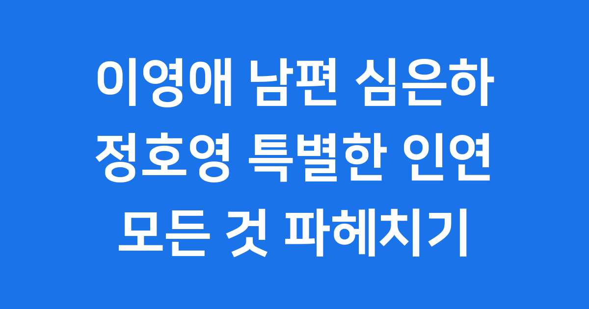 이영애 남편 심은하 정호영 관계 파혼 결혼 진실