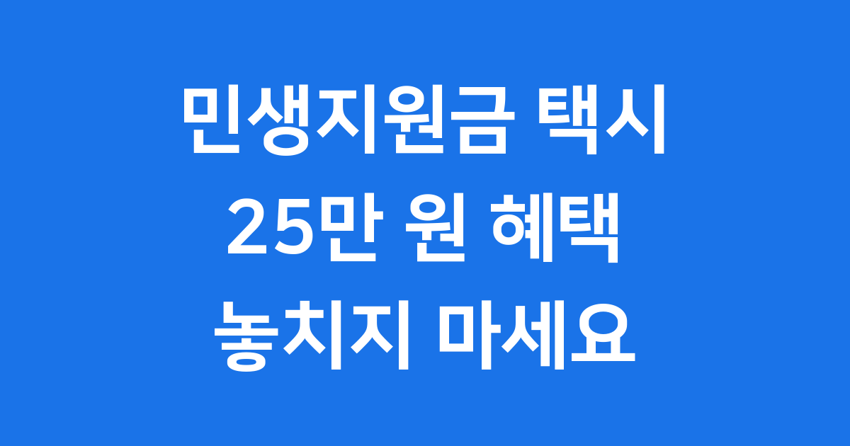 민생지원금 택시 2025년 이용 가이드