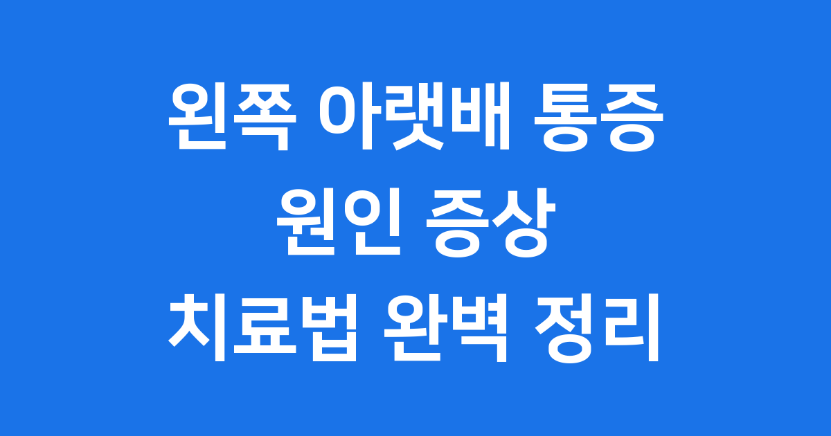 왼쪽 아랫배 통증 어디 아픈 걸까요? 원인 증상 치료법