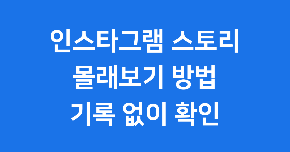 인스타그램 스토리 몰래보기 사이트