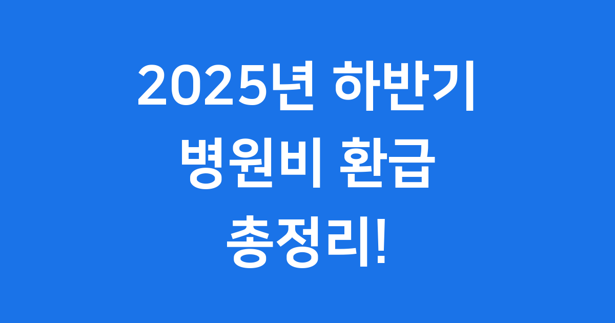 2025년 하반기 병원비 환급 총정리