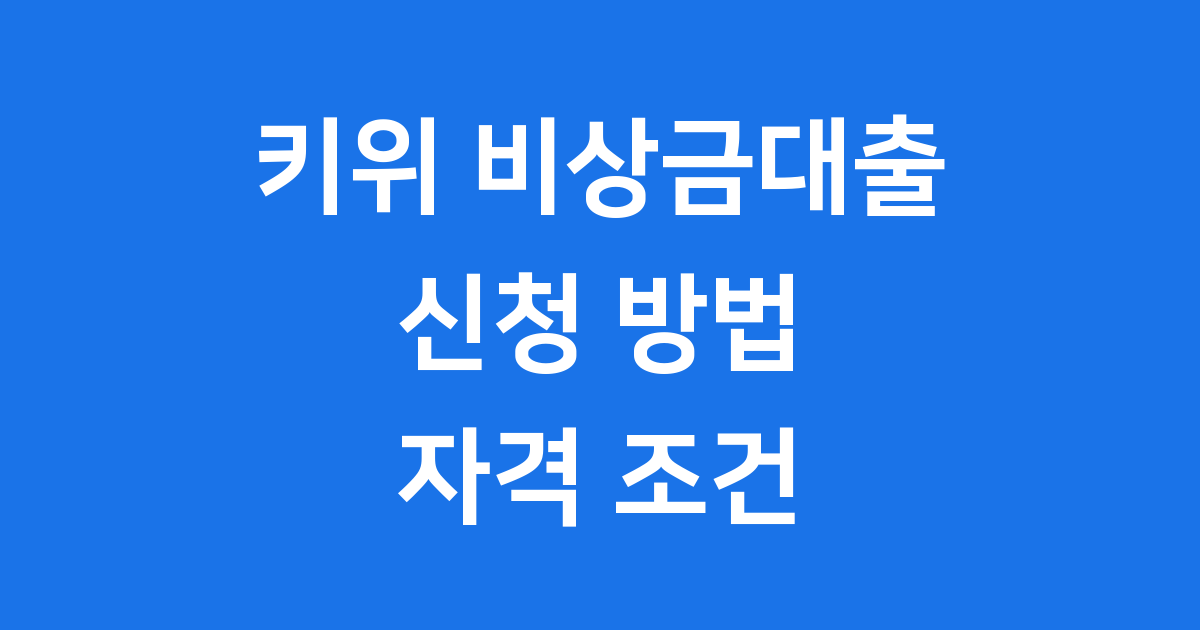 키위 비상금대출 신청방법 자격조건