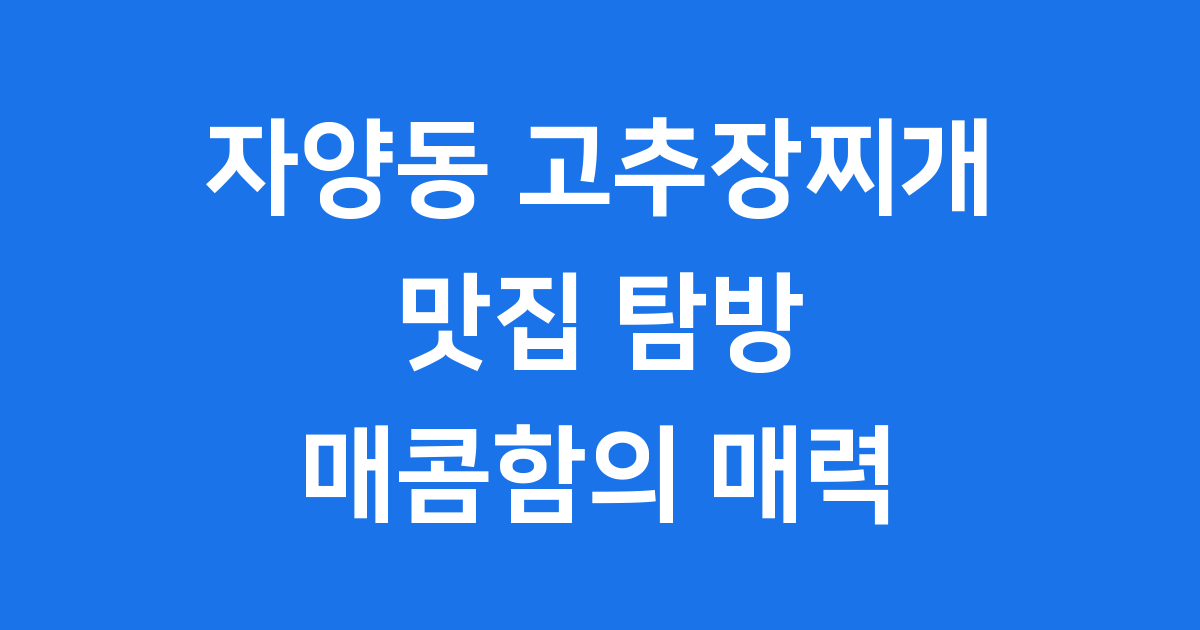 자양동 고추장찌개 맛집 탐방 매콤함의 매력