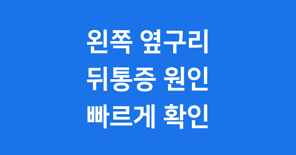 왼쪽 옆구리 뒤통증 원인 증상 치료