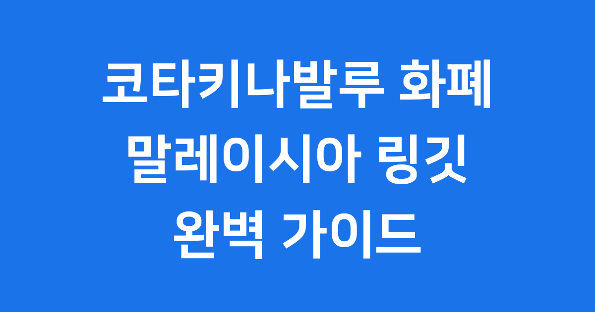 코타키나발루 화폐 환전 말레이시아 링깃 사용 팁