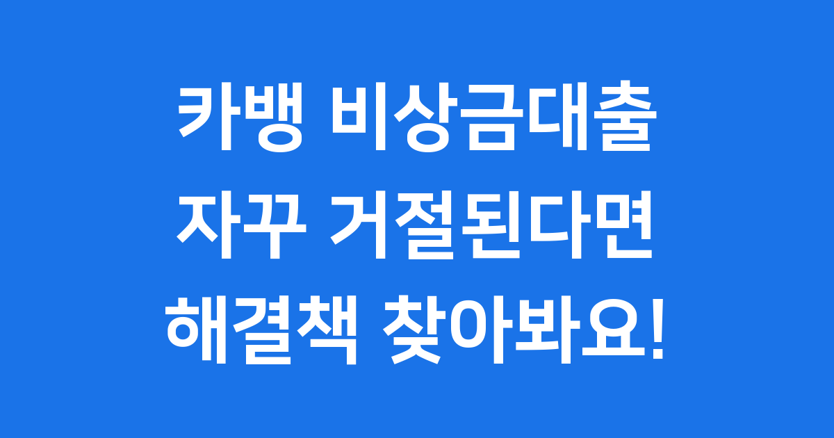 카뱅 비상금대출 거절 사유 재신청 방법 2025