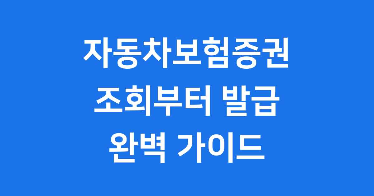 자동차보험증권 조회 방법과 필수 확인사항